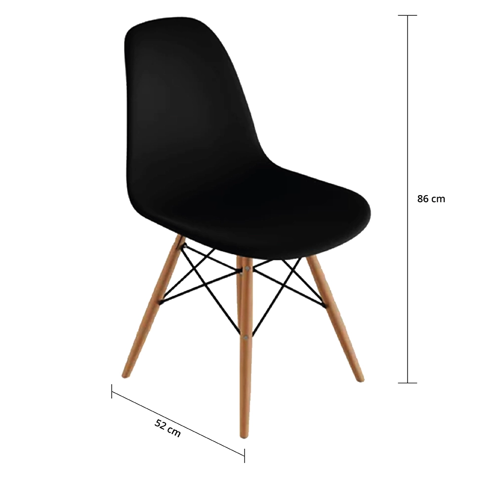 2 Cadeiras OHOME - Estilo Charles Eames Eiffel - Preto Fosco