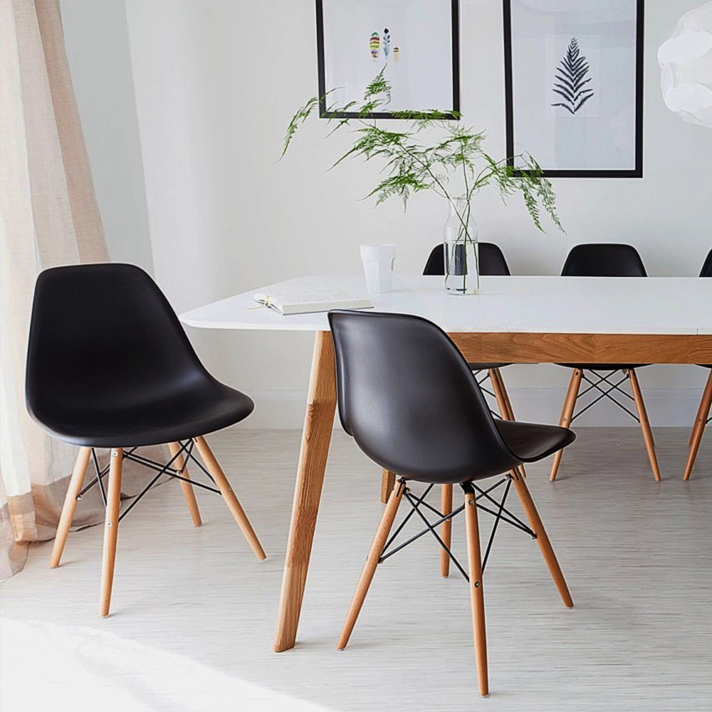 2 Cadeiras OHOME - Estilo Charles Eames Eiffel - Preto Fosco