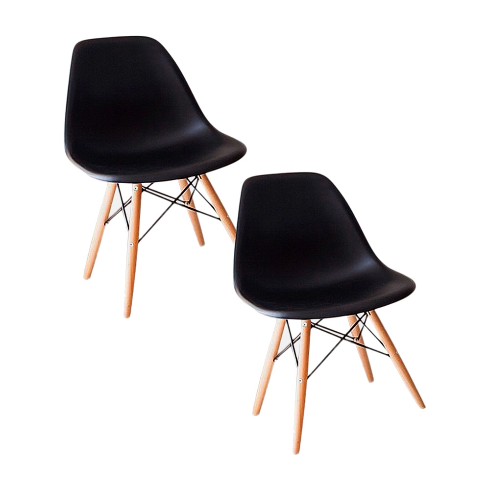 2 Cadeiras OHOME - Estilo Charles Eames Eiffel - Preto Fosco