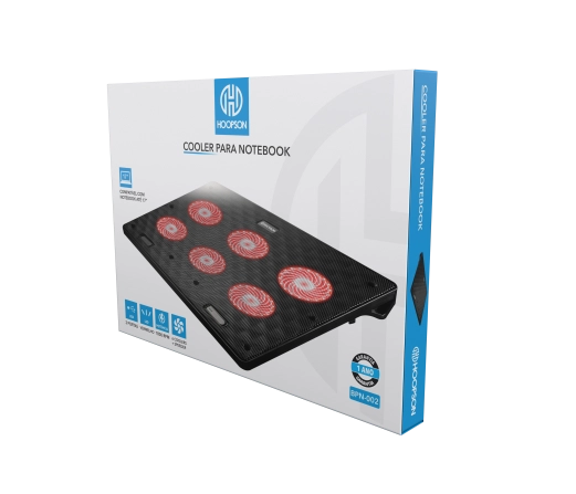 Base Para Notebook Gamer HOOPSON 17'/4 Cooler Led Vermelho+ 2 Portas Usb / 3 Ângulos/ Controle De Rotação
