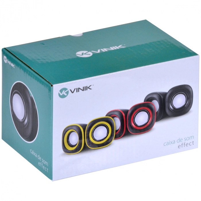 Caixa De Som VINIK 2.0 Effect 4W Controle De Som Na Caixa - Preta