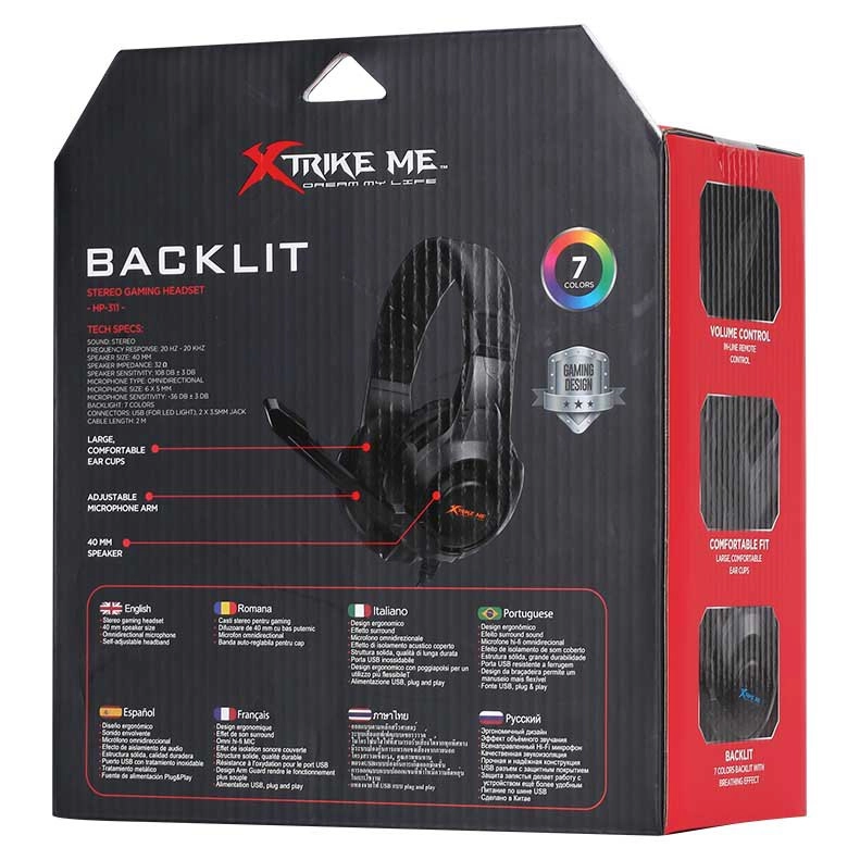 Fone Headset XTRIKE ME HP-311 Gaming RGB, USB, Com Microfone