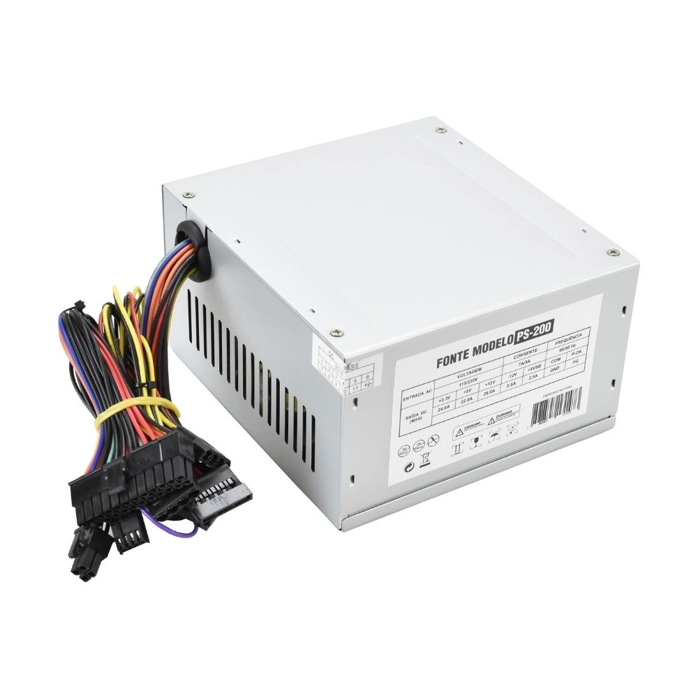 Fonte EVUS PS-200 200w 20/24p 2 Sata Com Caixa