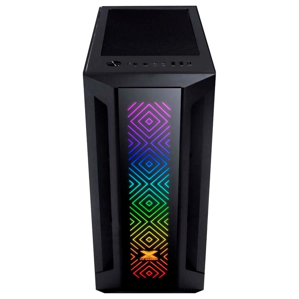 Gabinete Gamer Eatx VINIK Vx Gaming Sagitarius Com Vidro Temperado Preto Frontal Com 3 Fans E Fita Led Rgb