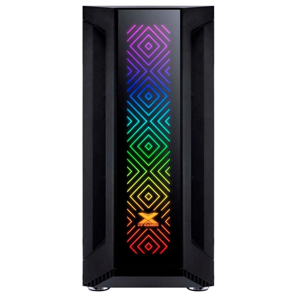 Gabinete Gamer Eatx VINIK Vx Gaming Sagitarius Com Vidro Temperado Preto Frontal Com 3 Fans E Fita Led Rgb