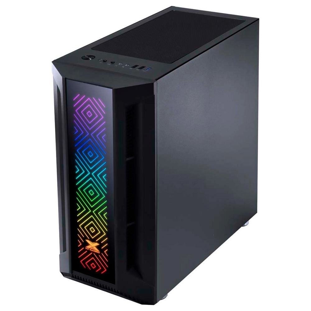 Gabinete Gamer Eatx VINIK Vx Gaming Sagitarius Com Vidro Temperado Preto Frontal Com 3 Fans E Fita Led Rgb