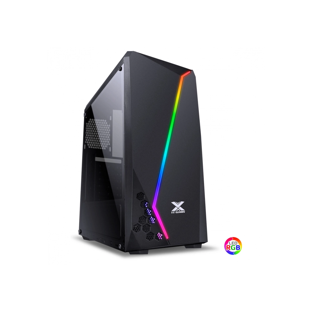 Gabinete Gamer VINIK Vx Gaming Lynx Com Lateral Acrilica Preto Fita Led Rgb Frontal E Cover De Fonte