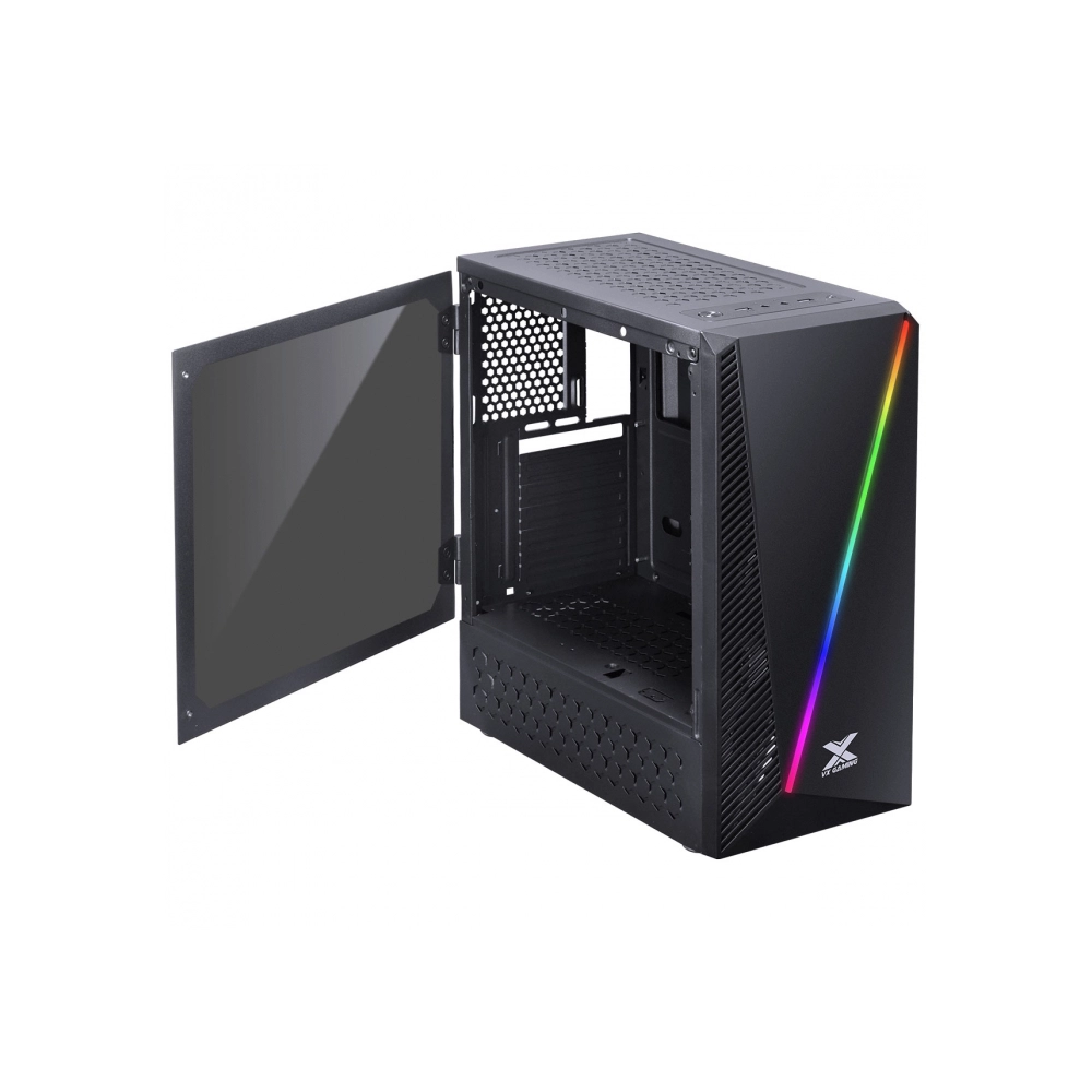 Gabinete Gamer VINIK Vx Gaming Pyxis Com Janela Acrilica Com Dobradica Preto Frontal Com Fita Led Rgb