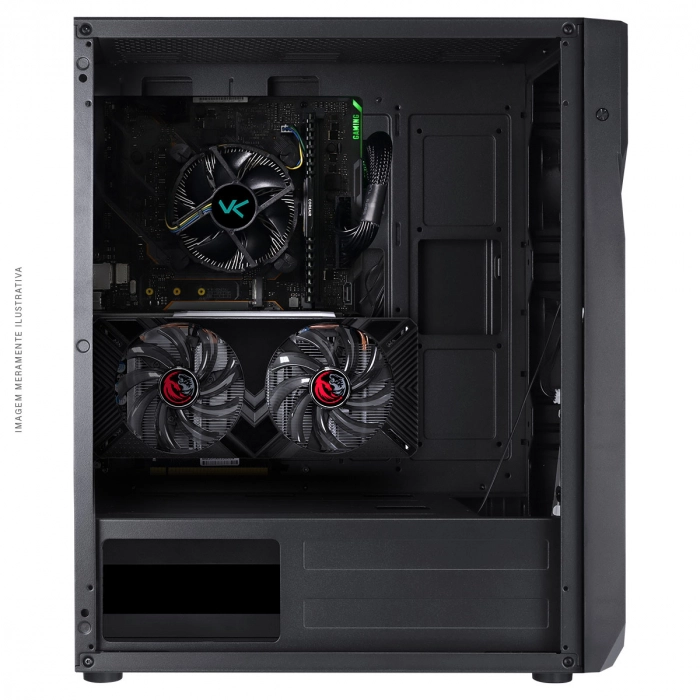 Gabinete Gamer VINIK Vx Gaming Scorpius Com Vidro Temperado Preto Frontal Com Fita Led Rgb Placa De Video Vertical