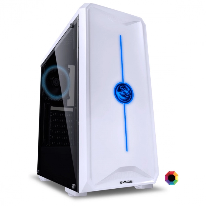Gabinete PCYES Nova Branco Mid-tower Com 1 Fan Led 7 Cores