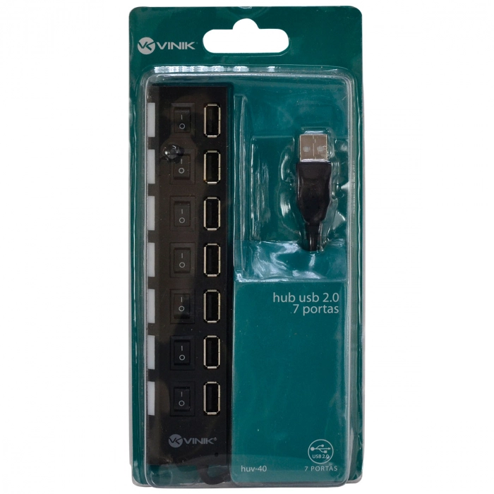 Hub USB VINIK 2.0 7 Portas Com Cabo E Led Indicador - Huv-40