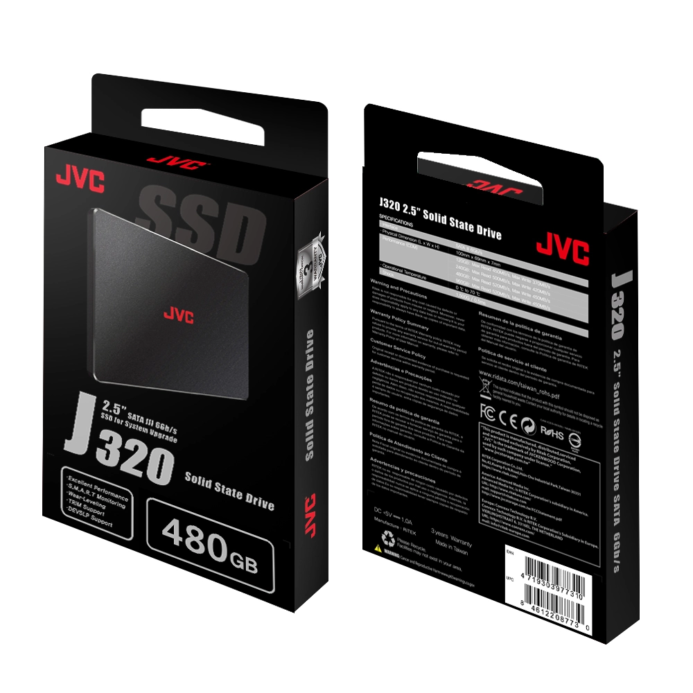 SSD JVC, 480GB, SATA III, Leitura 520MB/s, Gravação 450MB/s