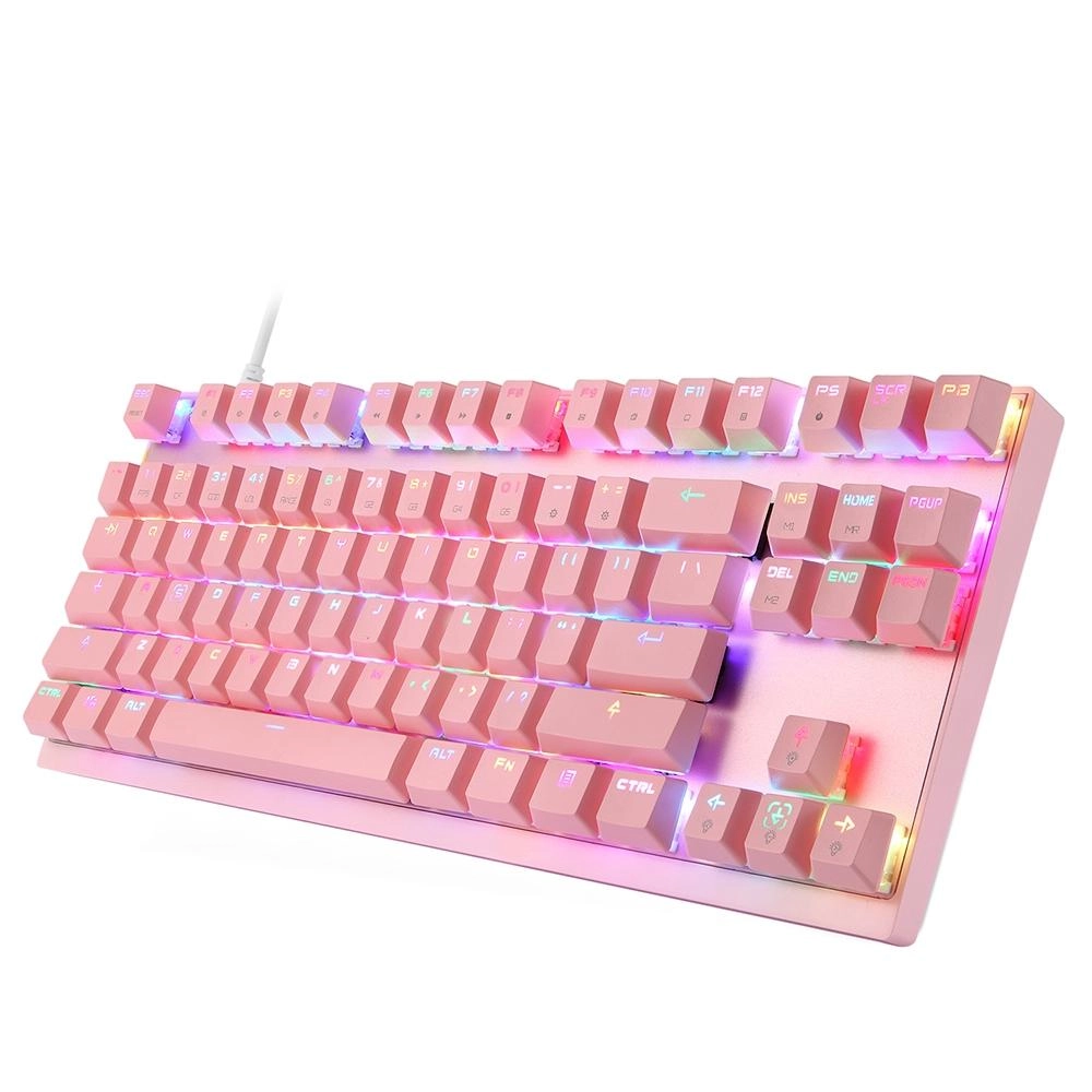 Teclado Mecânico MOTOSPEED CK82 Gamer Switch Azul RGB - Rosa