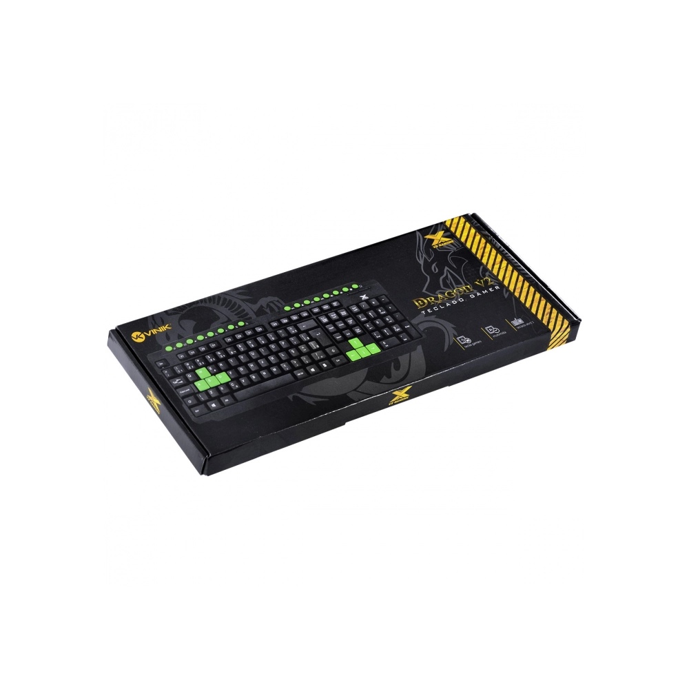 Teclado VINIK Vx Gaming Dragon V2 Gt104 - Preto Com Verde 